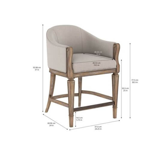 Architrave counter stool front with dimensions