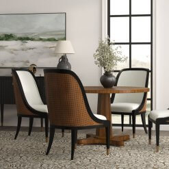 Eave round pedestal dining with dining chairs