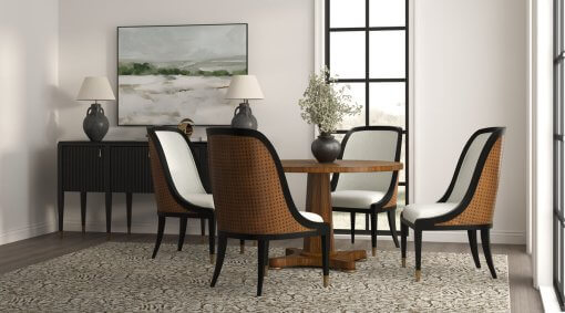 Eave round pedestal dining with dining chairs