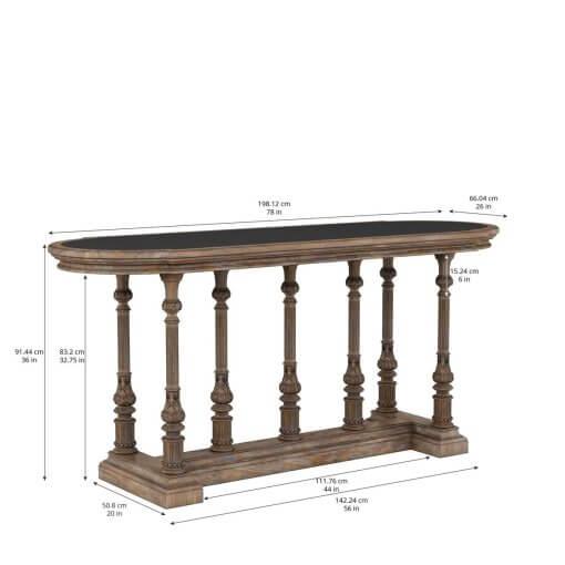 Architrave Pub table with dimensions