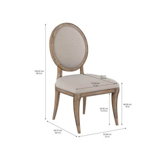 Architrave side chair product w dimensions